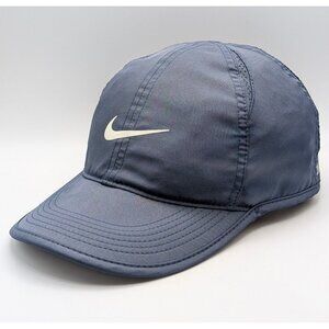 Nike Dri-Fit Strap Back Hat Cap Navy Blue Running Featherlite Unisex Adjustable